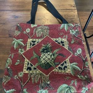 S.A. Maxwell Co. Tote/Escape to Paradise/Red Green/Tropical Pattern/14"x…